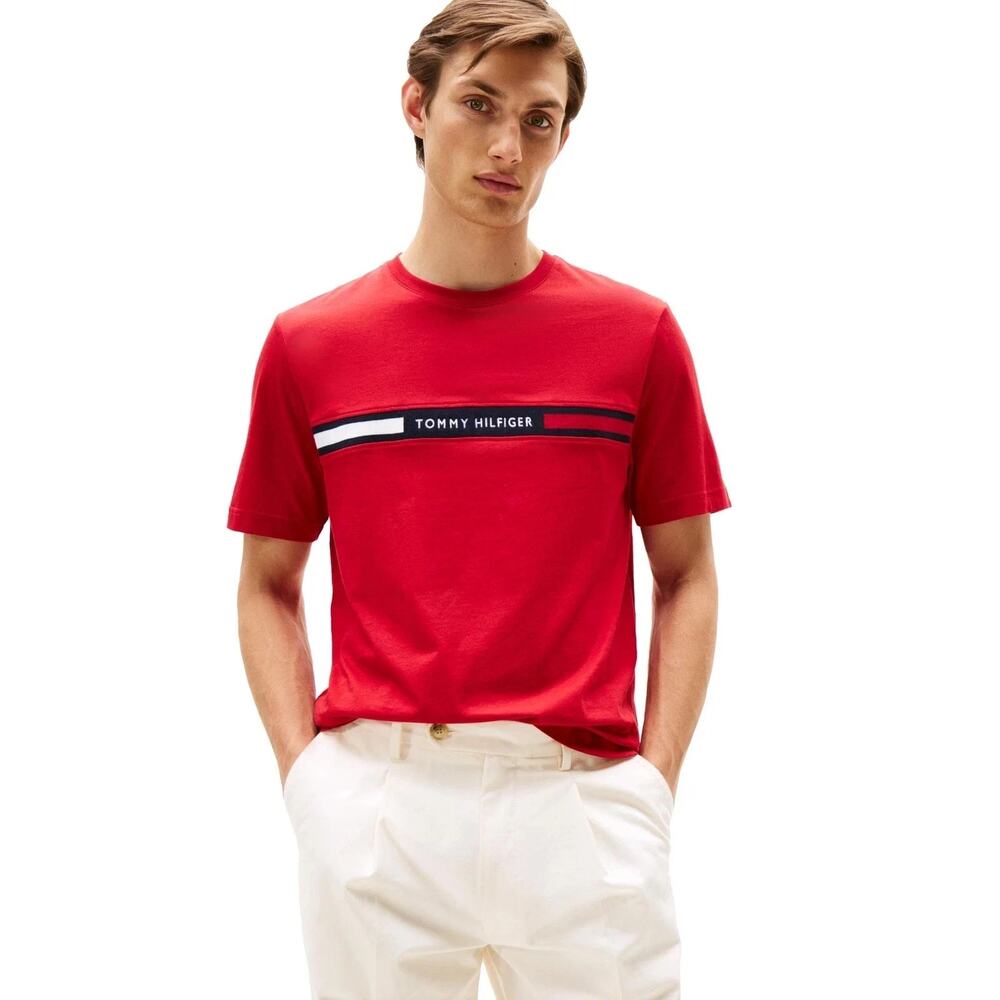 Tommy Hilfiger Men's Big & Tall Chest Insert Short Sleeve T-Shirt RED 3XLT NWT